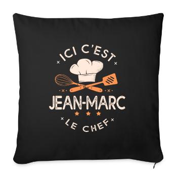Jean Marc Chef Ici c est Jean-Marc le chef - Housse de coussin décorative 45 x 45 cm - noir - Devant