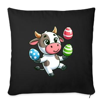 Conception d'artiste de jonglage de vache et de taureau d'oeuf de Pâques - Housse de coussin décorative 45 x 45 cm - noir - Devant