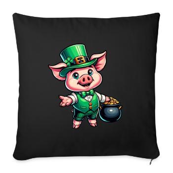 Sweet St. Patrick's Piggy - Sofa pillowcase 17,3'' x 17,3'' (45 x 45 cm) - black - Front