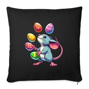 Easter Mouse & Rat Egg Juggling - Sofa pillowcase 17,3'' x 17,3'' (45 x 45 cm) - black - Front