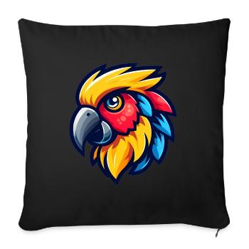 Vibrant Cartoon Parrot Head Design - Sofa pillowcase 17,3'' x 17,3'' (45 x 45 cm) - black - Front