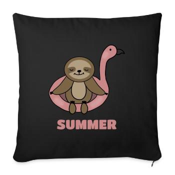 Summer, Sloth Lover, Summer Vibes - Sofa pillowcase 17,3'' x 17,3'' (45 x 45 cm) - black - Front