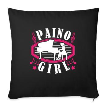 Daughter of Piano Pianist Grand piano Piano Girl - Sofa pillowcase 17,3'' x 17,3'' (45 x 45 cm) - black - Front