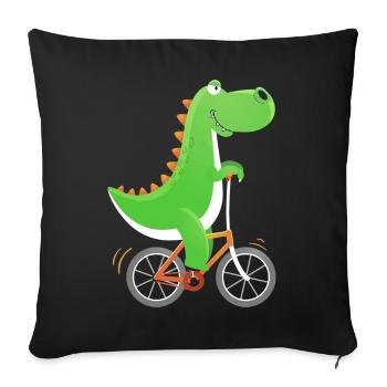 Crocodile with Bike Alligator Cyclist Bike - Sofa pillowcase 17,3'' x 17,3'' (45 x 45 cm) - black - Front