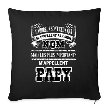 Meilleur grand-père papou cadeau humour papi papy - Housse de coussin décorative 45 x 45 cm - noir - Devant