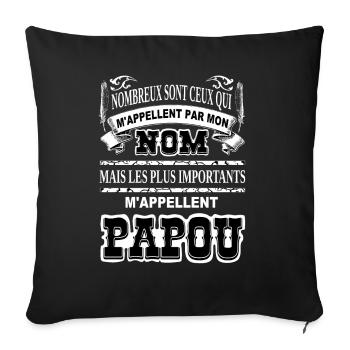 Meilleur grand-père papou cadeau humour papi papy - Housse de coussin décorative 45 x 45 cm - noir - Devant