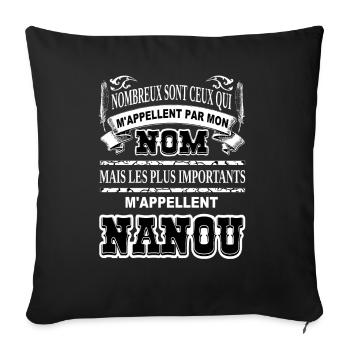 Meilleure grand-mère nanou cadeau humour mamie - Housse de coussin décorative 45 x 45 cm - noir - Devant