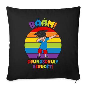 Bääm Schule gerockt Abschluss Grundschule 2026 - Sofakissenbezug 45 x 45 cm - Schwarz - Vorne
