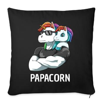 Papacorn Père fille licornes - Housse de coussin décorative 45 x 45 cm - noir - Devant