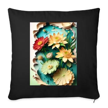 Floral 5 - Sofa pillowcase 17,3'' x 17,3'' (45 x 45 cm) - black - Front