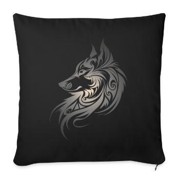 Wolf Silhouette Tribal Tattoo Style Animal Nature Fan - Housse de coussin décorative 45 x 45 cm - noir - Devant