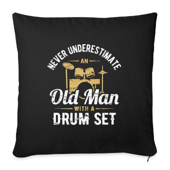 Batterie Batteur Batteur Retraité Grand-père - Housse de coussin décorative 45 x 45 cm - noir - Devant