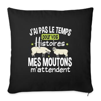 Mouton Moutons Brebis Fermier Berger Humour Noël - Housse de coussin décorative 45 x 45 cm - noir - Devant