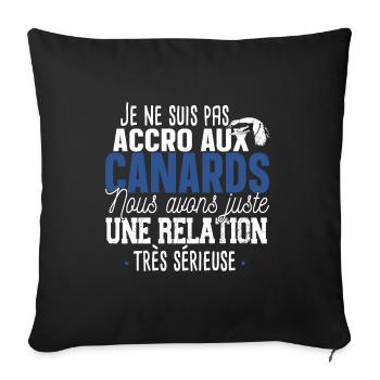 Canard Caneton Animal Cadeau Humour Chasseur - Housse de coussin décorative 45 x 45 cm - noir - Devant