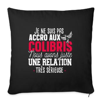 Colibri Oiseau Mouche Animal Cadeau Jardin Humour - Housse de coussin décorative 45 x 45 cm - noir - Devant