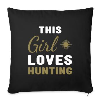 chasseur Cette fille aime la chasse - Housse de coussin décorative 45 x 45 cm - noir - Devant