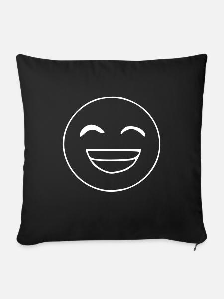 Emoji grinsend Skizze weiß - Sofakissenbezug 45 x 45 cm - Schwarz