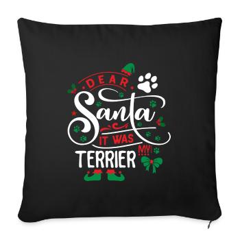 Weihnachten Santa Clause Hund Terrier - Sofakissenbezug 45 x 45 cm - Schwarz - Vorne