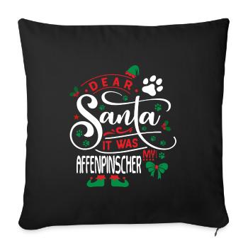 Weihnachten Weihnachtsmann Hund Affenpinscher - Sofakissenbezug 45 x 45 cm - Schwarz - Vorne