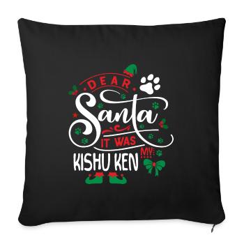 Weihnachten Hund Hunderasse Kishu Ken - Sofakissenbezug 45 x 45 cm - Schwarz - Vorne