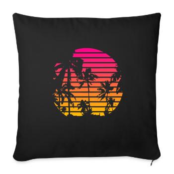 Kühle Art 80s Tropical Sunset - Sofakissenbezug 45 x 45 cm - Schwarz - Vorne