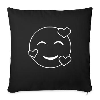 Emoji amoureux croquis blanc - Housse de coussin décorative 45 x 45 cm - noir - Devant