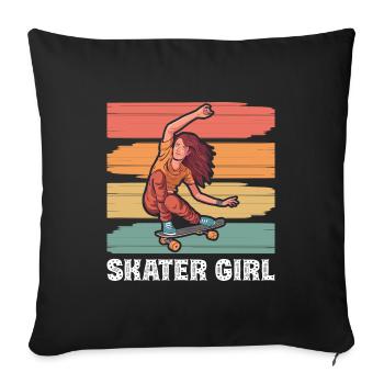 Skater Girl Skateboarding - Sofa pillowcase 17,3'' x 17,3'' (45 x 45 cm) - black - Front
