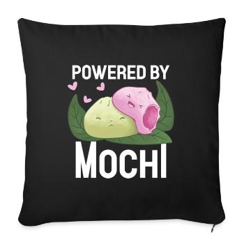 Powered By Mochi Funny Japanese Mochi Lover - Sofakissenbezug 45 x 45 cm - Schwarz - Vorne