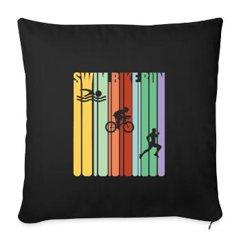 Triathlon Schwimmen Radlauf - Sofakissenbezug 45 x 45 cm - Schwarz - Vorne