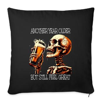 Birthday Beer Drinking Skeleton - Sofa pillowcase 17,3'' x 17,3'' (45 x 45 cm) - black - Front