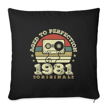 Original Vintage Jubiläumsgeschenkidee 1981 - Sofakissenbezug 45 x 45 cm - Schwarz - Vorne
