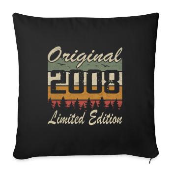 Vintage Geburtstag Original Geschenkidee 2008 - Sofakissenbezug 45 x 45 cm - Schwarz - Vorne