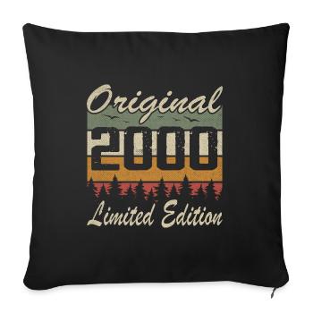 Vintage Geburtstag Original Geschenkidee 2000 - Sofakissenbezug 45 x 45 cm - Schwarz - Vorne