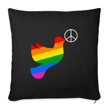 Friedenstaube Regenbogenfahne Peace - Sofakissenbezug 45 x 45 cm - Schwarz - Vorne