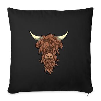 Cadeau de coiffure sauvage de vache Highland écossaise - Housse de coussin décorative 45 x 45 cm - noir - Devant
