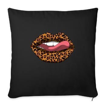 Sexy Mouth Cheetah Leopard Jaguar Pattern Lips - Sofa pillowcase 17,3'' x 17,3'' (45 x 45 cm) - black - Front
