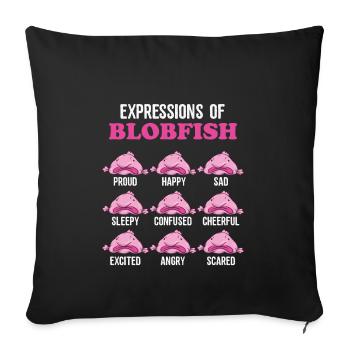 Expressions of Blobfish | Funny blobfish meme - Sofa pillowcase 17,3'' x 17,3'' (45 x 45 cm) - black - Front