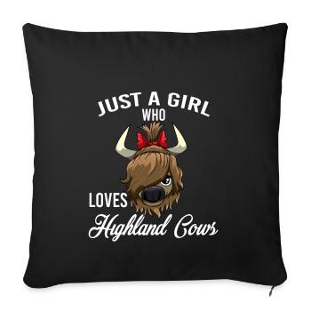 Just A Girl Who Loves Highland Cows Highland Cattle - Sofa pillowcase 17,3'' x 17,3'' (45 x 45 cm) - black - Front