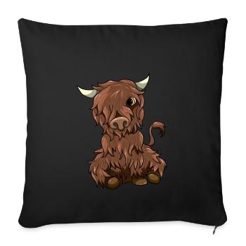 Cute highland cow kawaii cartoon style - Sofa pillowcase 17,3'' x 17,3'' (45 x 45 cm) - black - Front