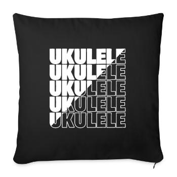 Ukulele typography diagonal - Sofa pillowcase 17,3'' x 17,3'' (45 x 45 cm) - black - Front