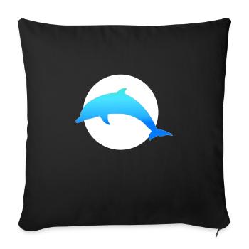 Blauer Delfin - Sofakissenbezug 45 x 45 cm - Schwarz - Vorne