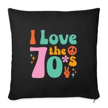 I love the 70s hippie - Sofa pillowcase 17,3'' x 17,3'' (45 x 45 cm) - black - Front
