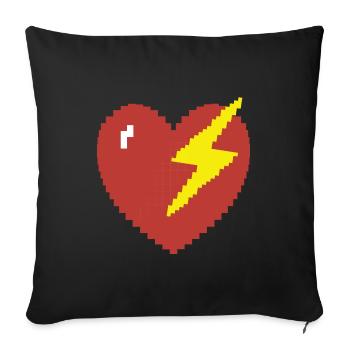 Heart Flash Pixel Gamer Gift - Sofa pillowcase 17,3'' x 17,3'' (45 x 45 cm) - black - Front