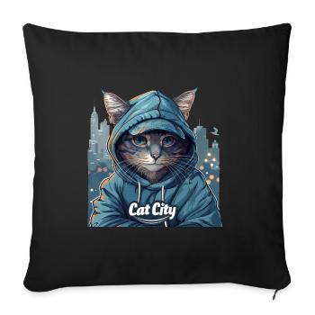 Ronronnements : Cat City Fashion pour les tendances - Housse de coussin décorative 45 x 45 cm - noir - Devant