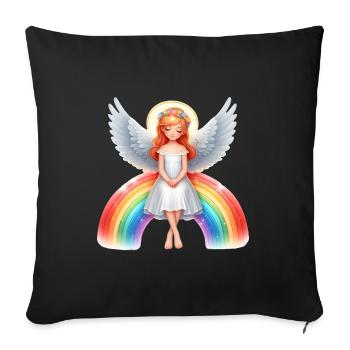 Angel sitting on rainbow - Sofa pillowcase 17,3'' x 17,3'' (45 x 45 cm) - black - Front