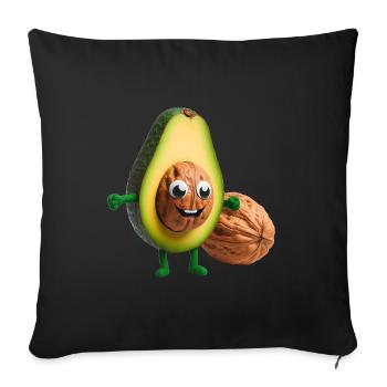 Avocado with walnut kernel - Sofa pillowcase 17,3'' x 17,3'' (45 x 45 cm) - black - Front