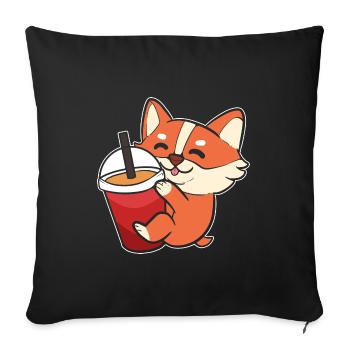 Corgi - Housse de coussin décorative 45 x 45 cm - noir - Devant