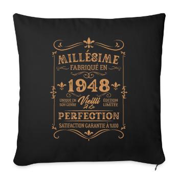 Cadeau D'anniversaire Millésime Fabriqué En 1948 - Housse de coussin décorative 45 x 45 cm - noir - Devant