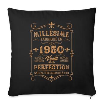 Cadeau D'anniversaire Millésime Fabriqué En 1950 - Housse de coussin décorative 45 x 45 cm - noir - Devant