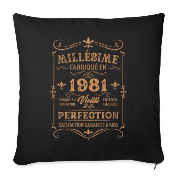 Cadeau D'anniversaire Millésime Fabriqué En 1981 - Housse de coussin décorative 45 x 45 cm - noir - Devant